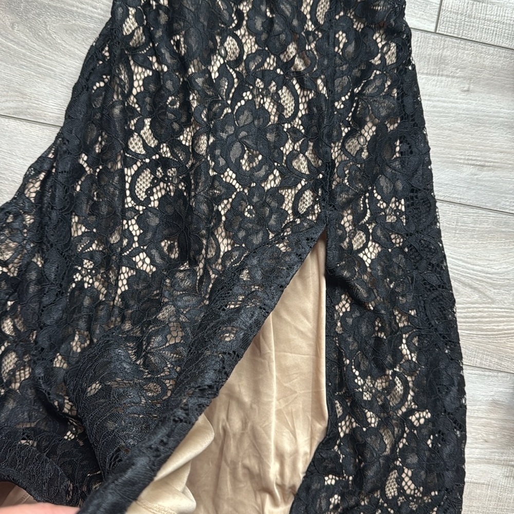 ALEXIA ADMOR Riley Black Lace Sheath silhouette Dress Cocktail Party S High Slit - Picture 7 of 16